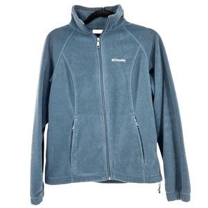Columbia Women's Dark Blue Gray Fleece Full Zip Jacket with Pockets Medium
